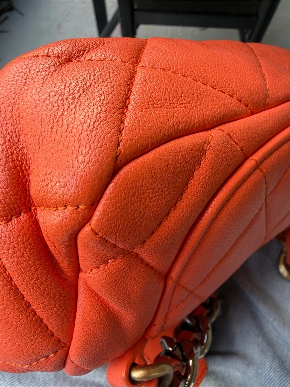 Chanel 19 Orange Quilted Chain belt bag